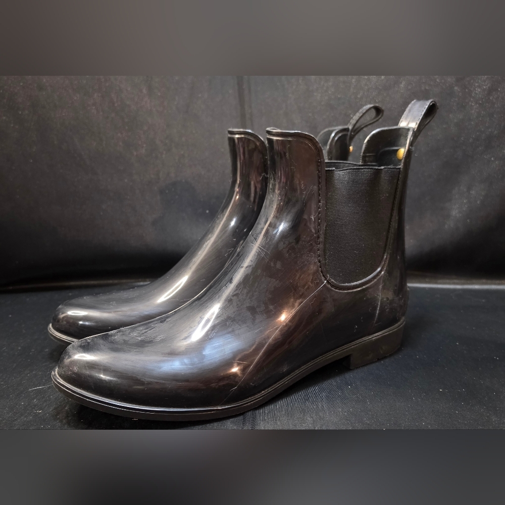 Sam Edelman Womens Rain Boots Size 11 Black Chelsea Waterproof Rubber Ankle Boot